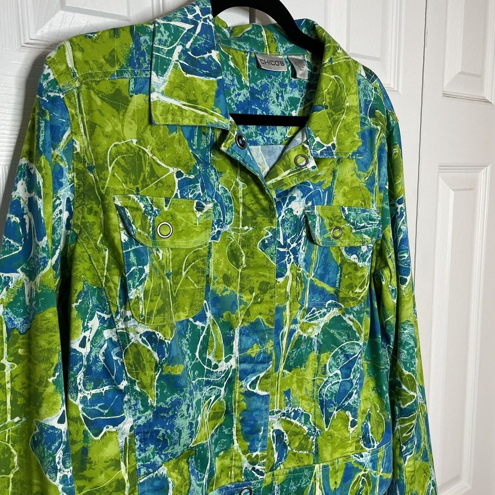 Chicos Watercolor Floral Jacket 2 Large